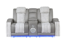 Load image into Gallery viewer, U8000 - Power Reclining Loveseat With Console, Power Headrest, LED Light, Bluetooth Speaker - Gray
