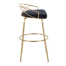 Load image into Gallery viewer, Charlotte - Glam Glam / Art Deco Fixed Height Barstool With Swivel With Round Footrest (Set of 2)