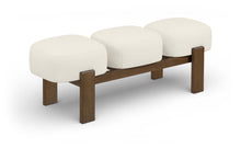 Load image into Gallery viewer, Woodcrest - Vegan Leather Upholstered Bench - Painted Brown Walnut Base