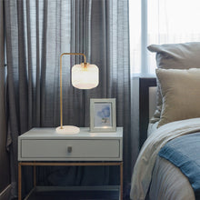 Load image into Gallery viewer, Haven - Clear Table Lamp, Button Control - Gold / White / White Marble