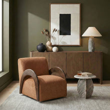 Load image into Gallery viewer, Neria - Chenille Fabric Upholstered Swivel Accent Chair - Painted Brown Base