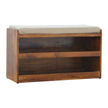 Load image into Gallery viewer, Pull Out Shoe Bench - Chestnut / Mud Linen