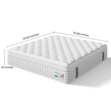 Load image into Gallery viewer, 14" Hybrid Mattress, Memory Foam & Pocket Spring Bed, Medium Firm Comfort, Spine Support, Quiet & Breathable - White - King