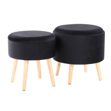 Load image into Gallery viewer, Tray - Contemporary Storage Ottoman With Matching Stool - Black / Natural