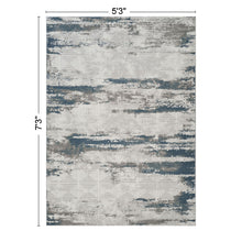 Load image into Gallery viewer, Geometrix - 5'3" X 7'3" Area Rug With Geometric 3D Effect - Gray / Ivory