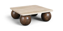 Load image into Gallery viewer, Strata - Travertine And Mango Wood Coffee Table - Brown / Beige