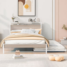 Load image into Gallery viewer, Platform Bed Frame With Trundle, USB Ports And Slat Support, No Box Spring Needed
