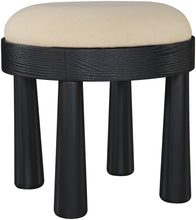 Load image into Gallery viewer, Larea - Linen Textured Fabric Ottoman - Black Base