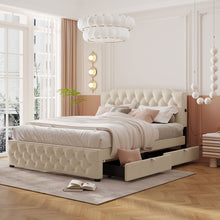 Load image into Gallery viewer, Upholstered Platform Bed With 2 Drawers And 2 Sets Of USB Ports On Each Side, Fabric