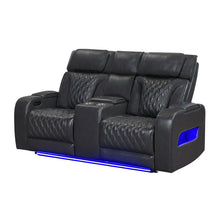 Load image into Gallery viewer, U8611 - Power Console Reclining Loveseat With Power Headrest, LED And Speaker - Charcoal