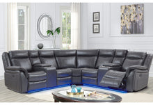 Load image into Gallery viewer, UM02 - Sectional LAF Power Console Reclining Loveseat With LED - Charcoal
