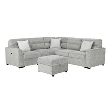 Load image into Gallery viewer, Emiliano - Sectional Sofa With 3 Pillows And Storage Ottoman - Nickel