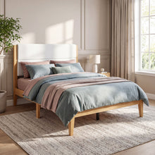 Load image into Gallery viewer, Platform Bed Frame With Upholstered Headboard, Slat Support