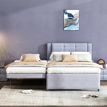 Load image into Gallery viewer, Upholstery Platform Bed With Trundle, Trundle Can Be Flat Or Erected