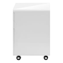 Load image into Gallery viewer, File Cabinet, Rolling Mobile, Storage Drawers, Printer Stand, Office, Work, Glossy Contemporary, Modern - White