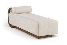 Load image into Gallery viewer, Zephyr - Linen Textured Fabric Upholstered Chaise - Painted Brown Walnut Base