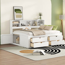 Load image into Gallery viewer, Daybed With 2 Bedside Cabinets, Upper Shelves And 4 Drawers