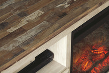Load image into Gallery viewer, Willowton - 2 Pc. - 64" TV Stand With Faux Firebrick Fireplace Insert - Whitewash