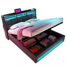 Load image into Gallery viewer, Platform Bed With Hydraulic Storage, LED Lighting & Charging Station