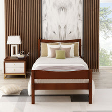 Load image into Gallery viewer, Twin Size Platform Bed With Headboard And Wooden Slat Support