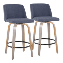 Load image into Gallery viewer, Toriano - Contemporary Fixed Height Counter Stool With Swivel & Round Footrest (Set of 2)