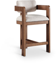 Load image into Gallery viewer, Sacha - Linen Stool With Brown Base