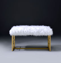 Load image into Gallery viewer, Bagley II - Bench Faux Fur - White / Gold