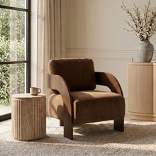 Load image into Gallery viewer, Cedra - Velvet Performance Fabric Upholstered Accent Chair - Brown Frame