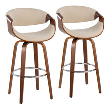 Load image into Gallery viewer, Curvini Mid - Century Modern Fixed Height Barstool With Swivel (Set of 2)