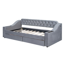 Load image into Gallery viewer, Upholstered Daybed With Storage Armrests And USB Port