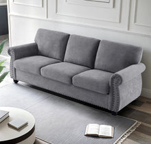Load image into Gallery viewer, Soft Sofa, Upholstered 3 Seater Couch With High Density Foam, Loose Back Cushions And Turned Legs
