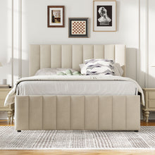 Load image into Gallery viewer, Upholstered Platform Bed With Twin Size Trundle And 3 Drawers