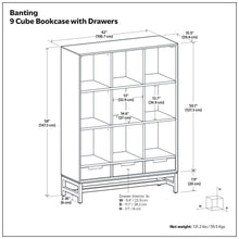 Load image into Gallery viewer, Banting - 9 Cube Bookcase With Drawers - Walnut Brown