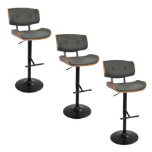 Load image into Gallery viewer, Lombardi - Mid Century Modern Adjustable Barstool With Swivel With Straight T Footrest (Set of 3)