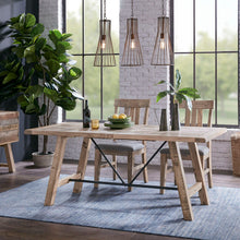Load image into Gallery viewer, Rustic Dining Table With Metal Support - Natural