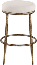 Load image into Gallery viewer, Ferro - Performance Fabric Upholstered Backless Bar Stool - Antique Brass