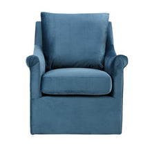 Load image into Gallery viewer, Swivel Chair With Curved Arms And Straight Back - Blue