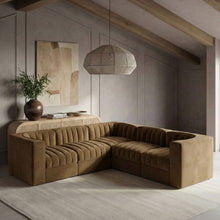 Load image into Gallery viewer, Rummi - Symmetrical Velvet Performance Fabric Upholstered 5 Piece Modular Sectional
