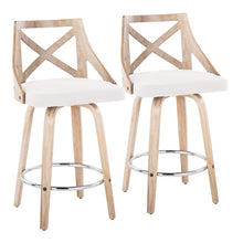 Load image into Gallery viewer, Charlotte - Farmhouse Fixed Height Counter Stool With Swivel And Round Footrest (Set of 2)