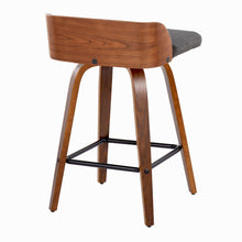 Load image into Gallery viewer, Maya - Mid Century Modern Fixed Height Counter Stool With Swivel And Square Footrest (Set of 2)