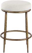 Load image into Gallery viewer, Ferro - Linen Textured Performance Fabric Upholstered Backless Counter Stool - Cream / Brushed Gold