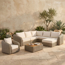 Load image into Gallery viewer, Seacrest - Olefin Water Resistant Fabric And Wicker 6 Piece Outdoor Patio Modular Sectional