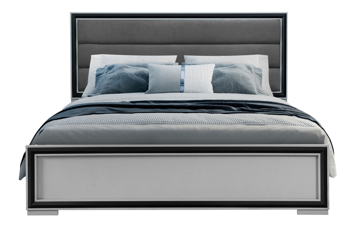 Amelia - Full Bed With LED - Gray / Black
