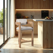 Load image into Gallery viewer, Sacha - Linen Stool With Natural Base