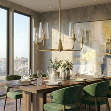 Load image into Gallery viewer, Dazzle - 5 Lights Chandelier With Clear Seeded Satin - Antique Brass / Clear / Gold