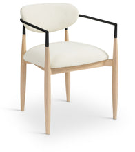 Load image into Gallery viewer, Riccio - Performance Fabric Upholstered Dining Arm Chair (Set of 2) With Light Brown Legs - Cream