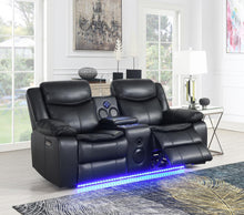 Load image into Gallery viewer, U100 - Power Reclining Loveseat With LED Light & Speaker - Black