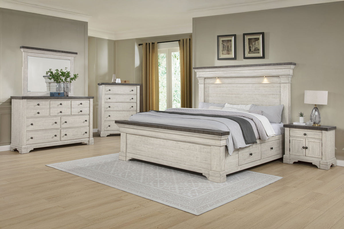 Augusta - 6/0 California King Storage Side Rails - Rustic White