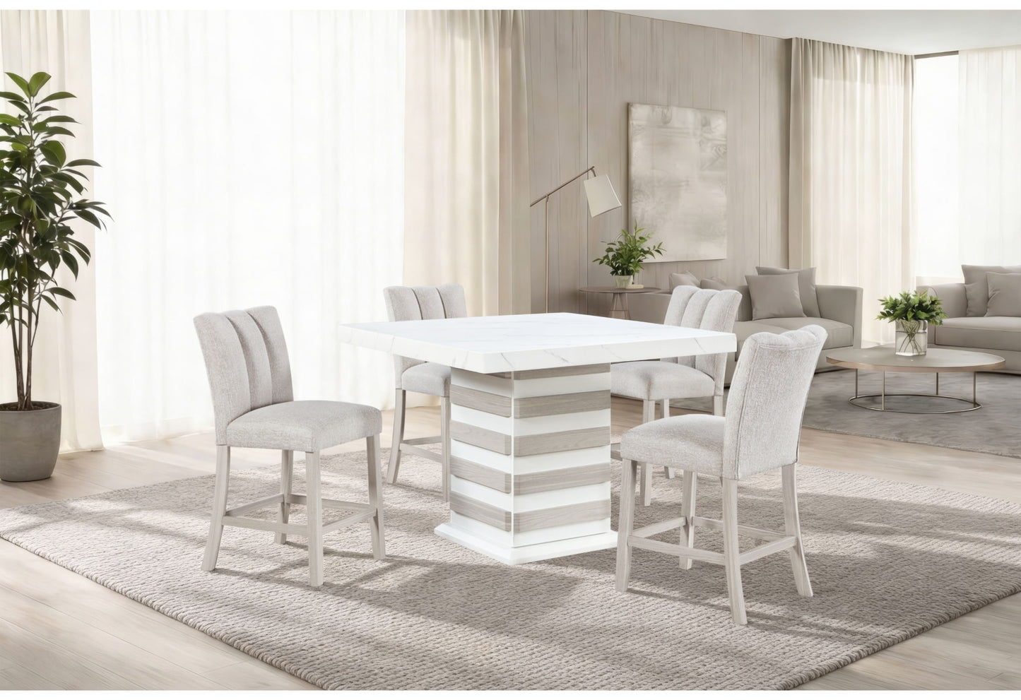 D2507 - Bar Table With Hidden Storage In The Base - White