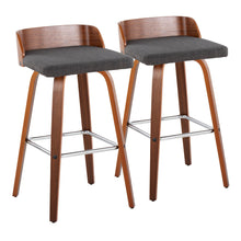 Load image into Gallery viewer, Maya - Mid Century Modern Fixed Height Barstool With Swivel With Square Footrest (Set of 2)